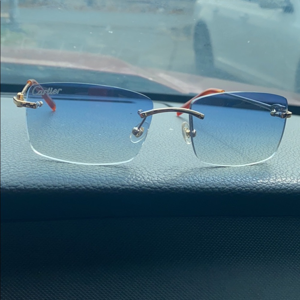 Cartier blue lens Buffalo sunglasses